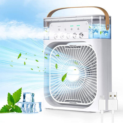 Mini Air Cooler – Portable USB Personal Air Cooler with Mist Spray, Humidifier & LED Night Light