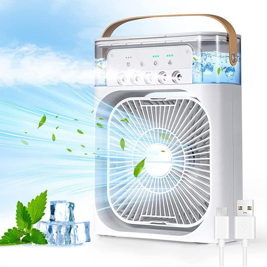 Mini Air Cooler – Portable USB Personal Air Cooler with Mist Spray, Humidifier & LED Night Light