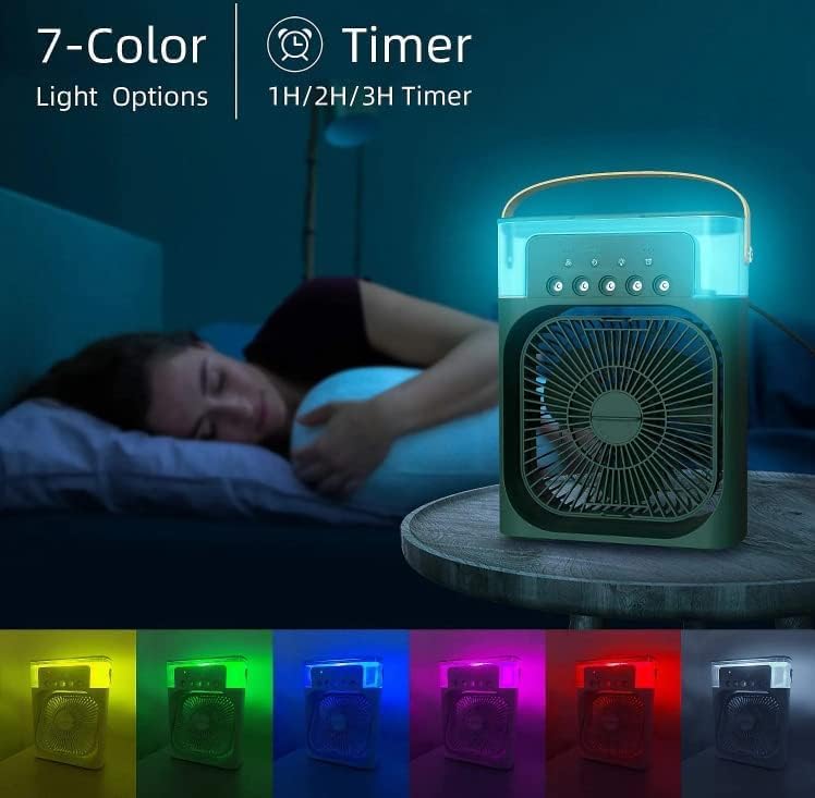Mini Air Cooler – Portable USB Personal Air Cooler with Mist Spray, Humidifier & LED Night Light