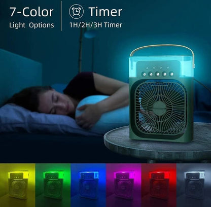 Mini Air Cooler – Portable USB Personal Air Cooler with Mist Spray, Humidifier & LED Night Light
